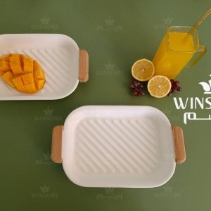 ظرف گوشفيل مربع دسته چوب H27370